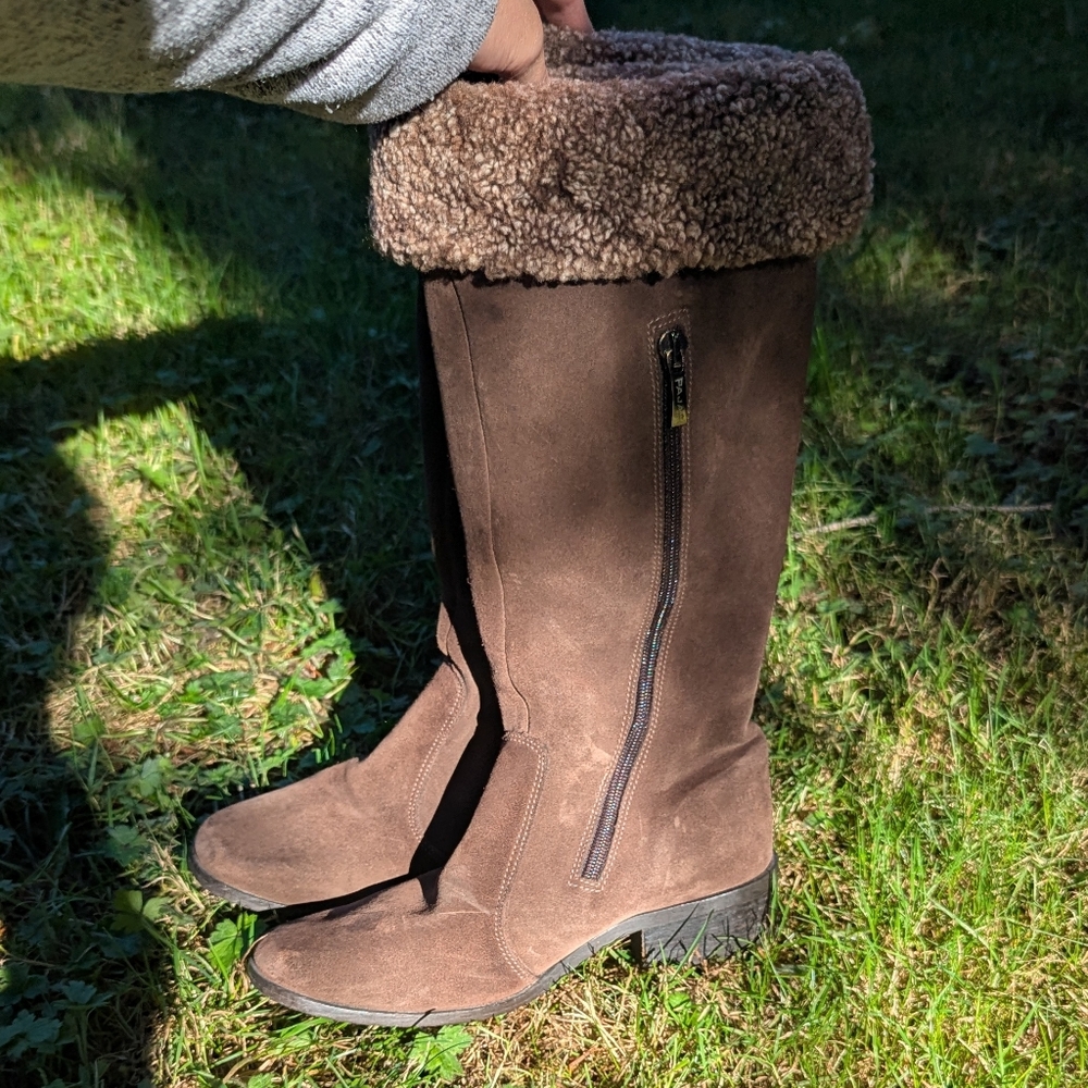 Vintage Tall Suede Heeled Boots